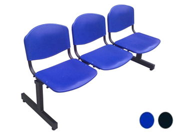 bancas tandem con asiento y respaldo polipropileno novaiso de 3 plazas