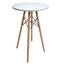 mesa redonda alta minimalista para restaurante y cafeteria croswood blanca