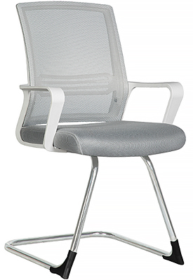 silla secretarial color blanco con base metálica tipo trineo