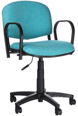 silla secretarial con respaldo fijo y descansa brazos metálicos