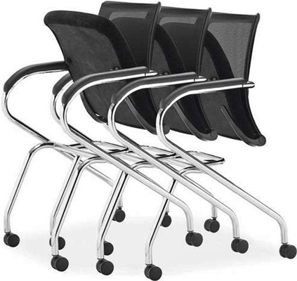 sillas de visitante para oficina con ruedas y apilable con estructura cromada