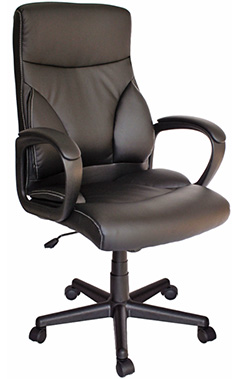 sillas ejecutivas para oficina respaldo alto con coderas acojinadas en piel base cromada pablo