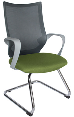 silla ejecutiva para oficina respaldo bajo tapizada en malla smart mesh plus con base metálica fija tipo trineo