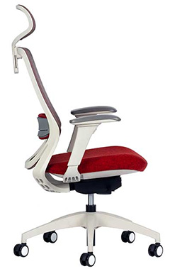 sillas ejecutivas respaldo alto con cabecera ajustable mecanismo reclinable y respaldo tapizado en malla color rojo