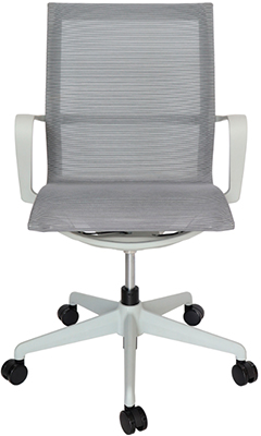 sillas operativas con asiento y respaldo tapizado en malla resistente a la fricción color gris con mecanismo reclinable