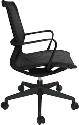 sillas operativas con asiento y respaldo tapizado en malla resistente a la fricción color negro con ajuste de altura por medio de pistón neumático de gas