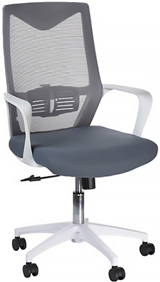 sillas operativas económicas con mecanismo reclinable y ajuste de altura por medio de pistón neumático de gas en color blanco gris
