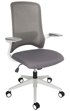 sillas operativas en color blanco con descansa coderas brazos abatibles y mecanismo reclinable giratorias 360 grados