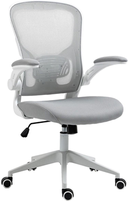 sillas operativas para oficina con descansa brazos abatibles acojinados color blanco
