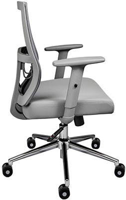 sillas operativas para oficina en color gris con descansa brazos ajustables y respaldo con soporte lumbar ajustable y mecanismo reclinable