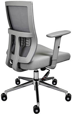 sillas operativas para oficina en color gris con descansa brazos ajustables y respaldo con soporte lumbar ajustable y ajuste de altura por medio de pistón neumático de gas