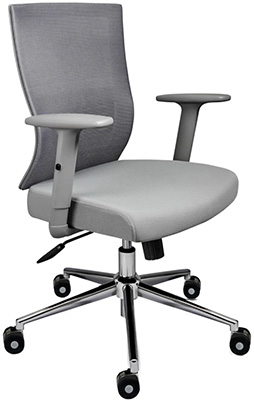 sillas operativas para oficina en color gris con descansa brazos ajustables y respaldo con soporte lumbar ajustable