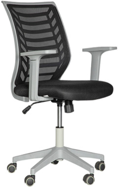 sillas secretariales con descansa brazos fijos en color gris con negro