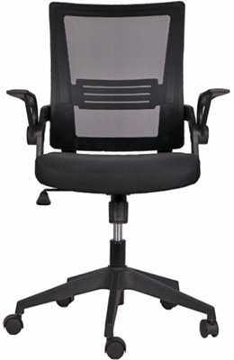 sillas secretariales para oficina con descasa brazos abatibles y respaldo tapizado en malla