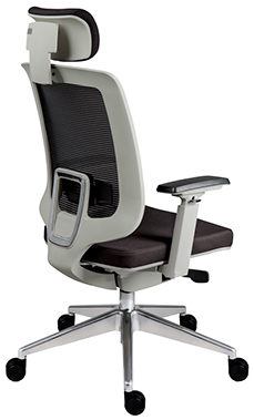 sillón directivo con asiento ajustable en profundidad y base de aluminio pulido
