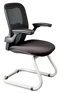 sillón directivo ergonómico con respaldo bajo, soporte lumbar y base de trineo