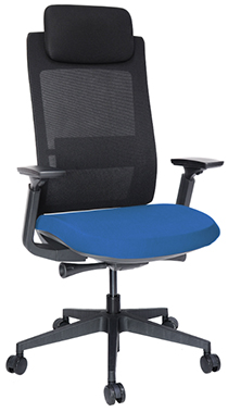 sillón directivo para oficina con respaldo alto tapizado en malla y mecanismo reclinable