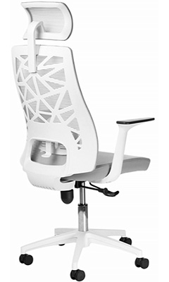 sillón ejecutivo blanco con reposa brazos ajustables y base blanca