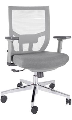 sillón ejecutivo sin cabecera y respaldo tapizado en malla con soporte lumbar ajustable
