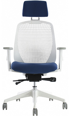 sillón ejecutivo con respaldo de polipropileno nylon con cabecera ajustable y soporte de aluminio con mecanismo reclinable