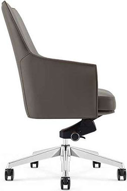 sillón semi ejecutivo para oficina respaldo bajo tapizado en piel con base de aluminio pulido para mujer