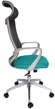 sillón ejecutivo moderno color blanco con mecanismo reclinable base metálica de aluminio y pistón neumático de gas