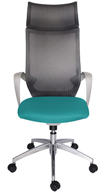 sillón ejecutivo moderno color blanco con mecanismo reclinable base metálica de aluminio