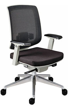 sillones semi ejecutivos con asiento deslizante respaldo en malla mecanismo de multiposiciones y base de aluminio pulido