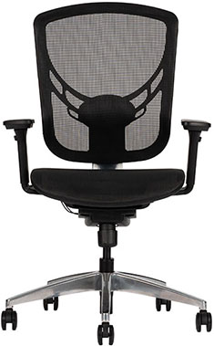sillones semi ejecutivos modernos con asiento y respaldo tapizado en malla y estructura de aluminio pulido y coderas ajustables