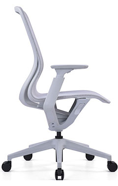sillones semi ejecutivos para oficina con asiento y respaldo tapizado en malla con mecanismo reclinable descansa brazos ajustables color gris