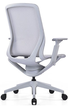 sillones semi ejecutivos para oficina con asiento y respaldo tapizado en malla con mecanismo reclinable descansa brazos ajustables color gris giratorio 360 grados y regulador de altura