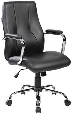 sillones semi ejecutivos reclinables con soporte lumbar y base de metálica cromada color negro 