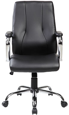 sillones semi ejecutivos reclinables con soporte lumbar y base de metálica cromada color negro con descasa brazos cromados y acojinados