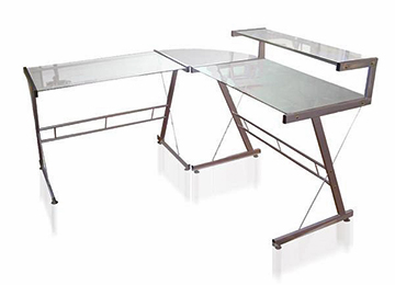 escritorio de cristal templado con repisa para impresora