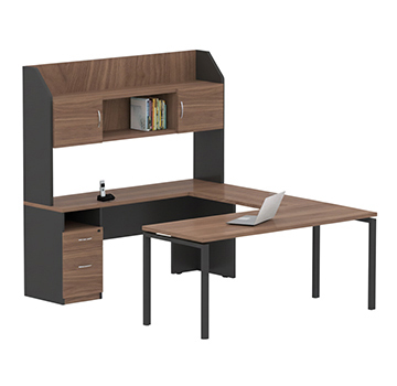 escritorio ejecutivo con librero de sobreponer y estructura metálica