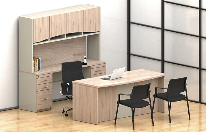 escritorio directivo para oficina con escritorio semi rectangular credenza con archiveros y librero de sobreponer con puertas abatibles