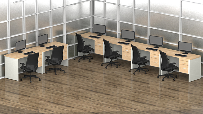 escritorio secretarial para oficina rectangular basico con cajones y cerradura