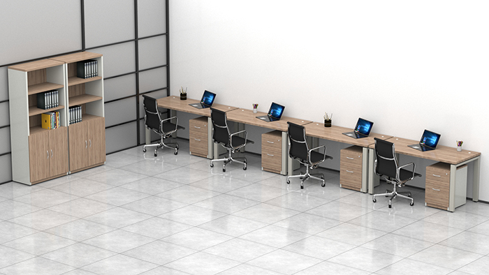 escritorio secretarial  para oficina rectangular con patas metálicas cuadradas arko