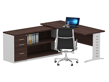 escritorios ejecutivos para oficina en L con credenza lateral con cajones