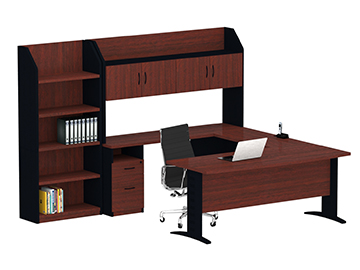 escritorios ejecutivos para oficina con librero de sobreponer y patas metalicas