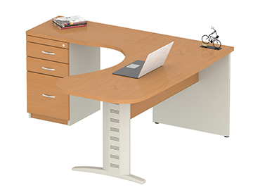 escritorios secretariales para oficina en escuadra con forma de ballena color arce maple