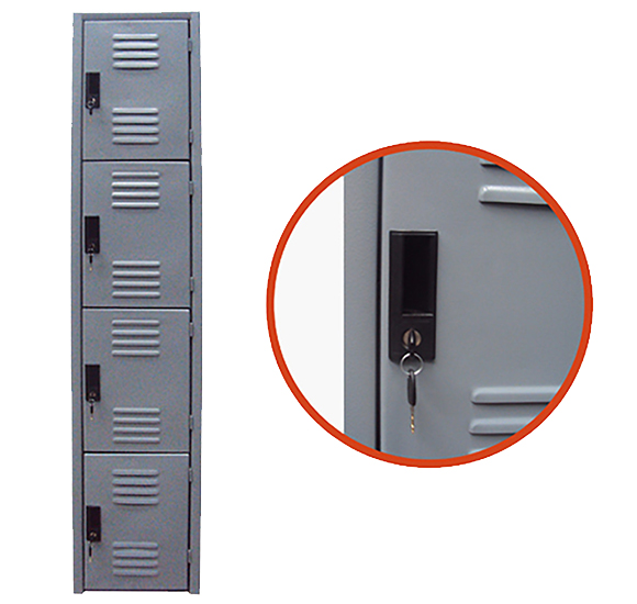 lockers metálicos con cerraduras en puertas