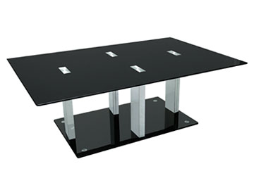 mesa de centro para oficina de cristal templado negro