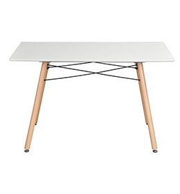 mesa rectangular baja para cafeteria con patas de madera minimalista chad