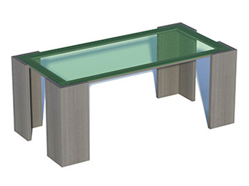 mesas de centro para oficina con cristal y madera
