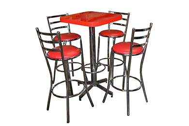mesas y sillas para cafeterias bar lounge economicas mesa cuadrada alta con 4 periqueras