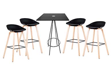 mesas y sillas para restaurante cafeteria louge negra