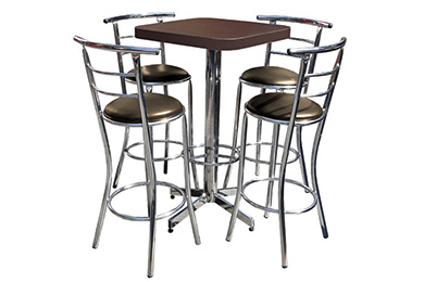 mesas y sillas para restaurante con bancos periqueras