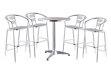 mesas y sillas para restaurantes y cafeterias bar de aluminio