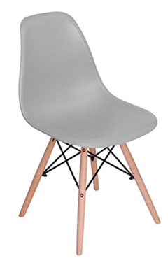 silla con patas de madera estilo eames color gris